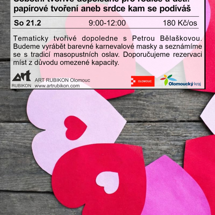 Tematicky tvořivé sobotní dopoledne pro děti: papírové tvoření aneb srdce kam se podíváš