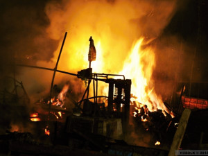 Požár ve Chvalkovicích. Foto: hzscr.cz