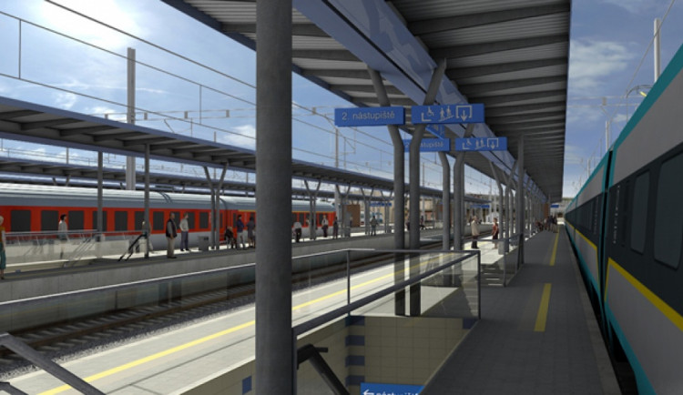 vizualizace ostrovního nástupiště s rekonstruovaným podchodem, zdroj: olomouc.eu