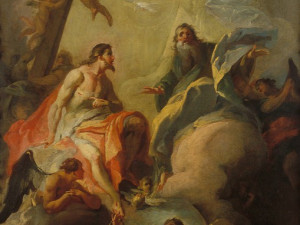 Nejsvětější Trojice (modello pro hlavní oltářní obraz v kostele Nejsvětější Trojice v Drnholci), Kolem 1757? (nebo 1760–1761?), Moravská galerie v Brně