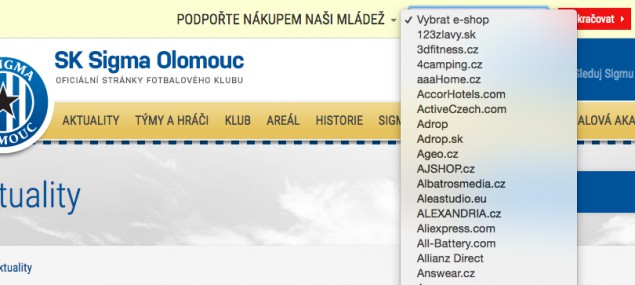 Nabídka e-shopů na stránkách Sigmy