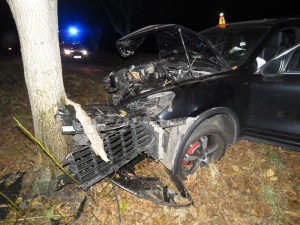 Podnapilý řidič narazil se svým Porsche do stromu. Policistům řekl, že vypil dvě nealko piva