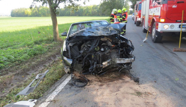 Řidič Audi nezvládl zatáčku a narazil do stromu