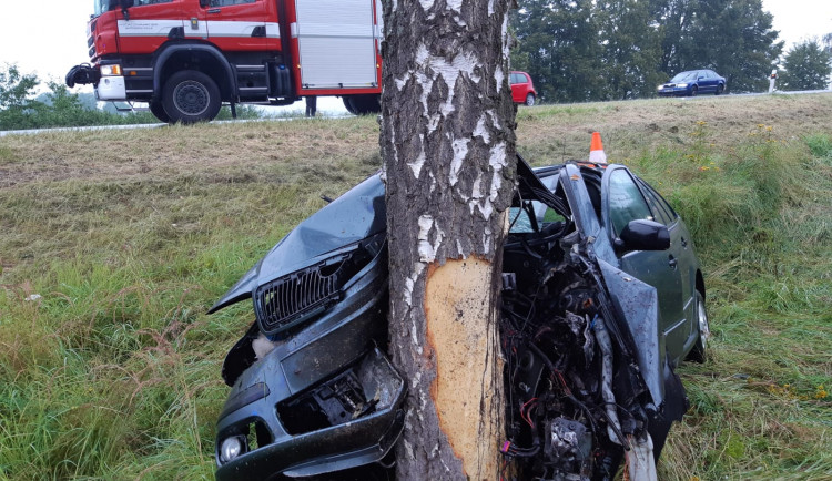 Řidička nejspíš usnula za volantem, s autem narazila do stromu