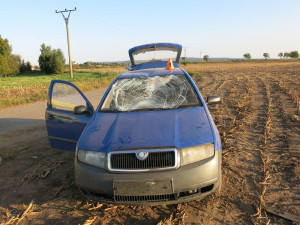 FOTO: Mladý cizinec se v autě čelně srazil s ženou na elektrokole a skončil v poli