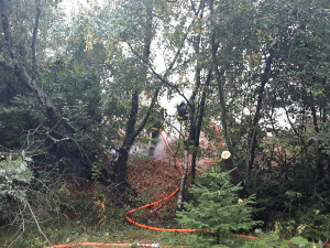 U požáru štěpky od včerejška zasahuje pět hasičských jednotek. Materiál stále doutná