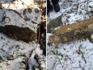 Muž v lese nalezl leteckou pumu a dělostřeleckou minu