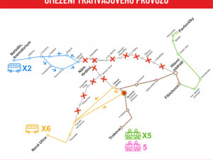 Schéma městské hromadné dopravy během olomouckého půlmaratonu