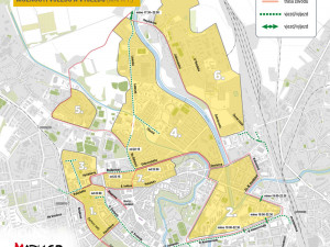 Mapa s dopravními omezeními a možnostmi vjezdu a výjezdu do oblastí, kterými povede trasa závodu