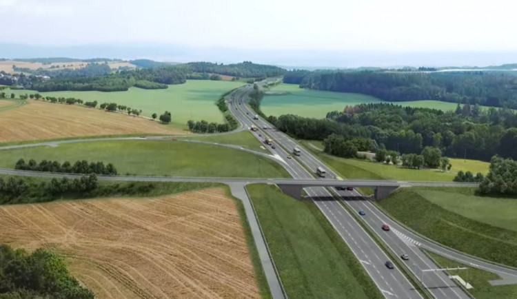 Vizualizace části nového úseku D35 Staré město - Mohelnice