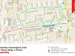 Stavba tramvajové trati na Nové Sady uzavře další ulice. U supermarketu vznikne provizorní parkoviště