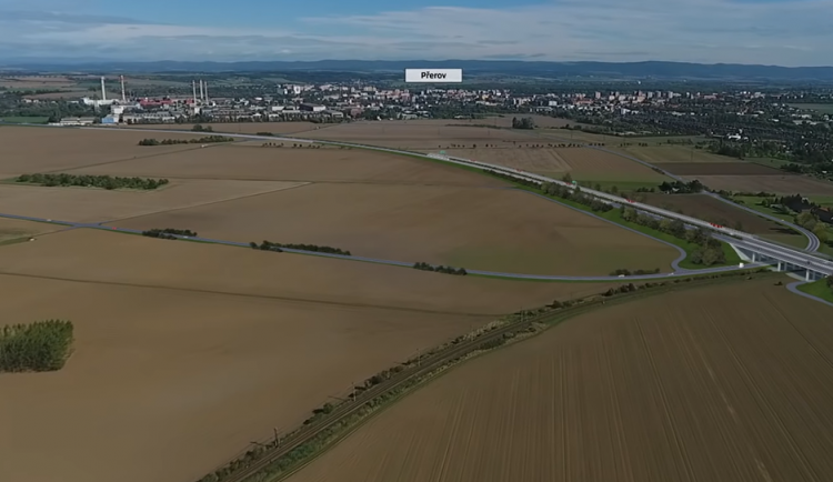 Vizualizace dálnice D1 u Přerova