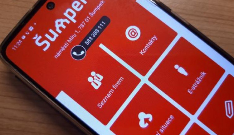 Upravená aplikace Šumperk v mobilu