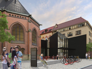 Stěnu v přístavbě Červeného kostela ozdobí tisíce knih. Lidé je mohou darovat ve sbírce