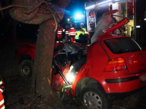 Mladý řidič nepřežil u Dlouhé Loučky náraz do stromu. Při předjíždění dostal smysk