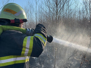 Lesní požár u Jívové: s plameny bojuje patnáct jednotek hasičů i vrtulník