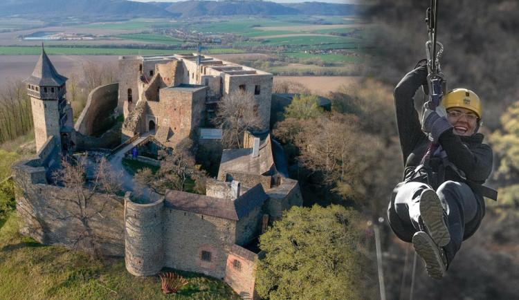 Hrad Helfštýn a lanová dráha zipline - ilustrační foto