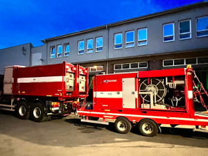 Hasiči z Olomouckého kraje vyrazili s velkokapacitním čerpadlem do Českého Švýcarska