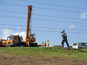 Svatý Kryštof znovu dohlíží na dálnici u Olomouce. Zloděje se najít nepodařilo