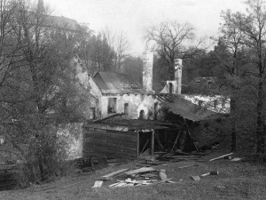 Spáleniště Jakubského mlýna v roce 1909
