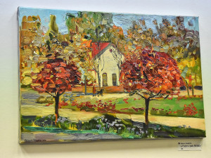 Ukrajinská malířka našla azyl v Přerově. Na rodinné výstavě prezentuje díla inspirovaná městem