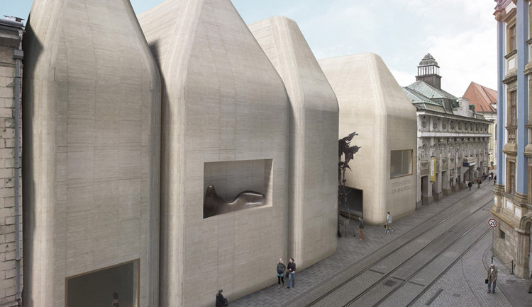 Vizualizace budovy SEFO v proluce v centru Olomouce