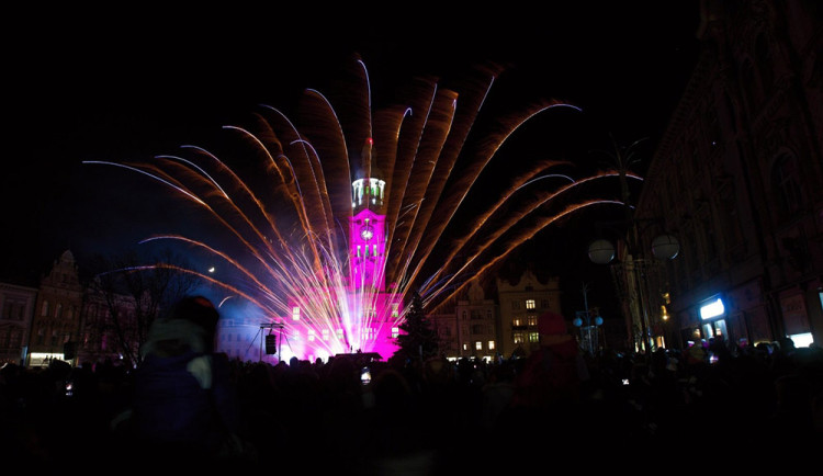 Ohňostroj v centru Prostějova