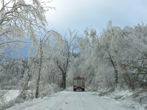 Kalamita na Jesenicku. Kvůli námraze padají stromy, cesty jsou uzavřené, elektřinu dodávají generátory