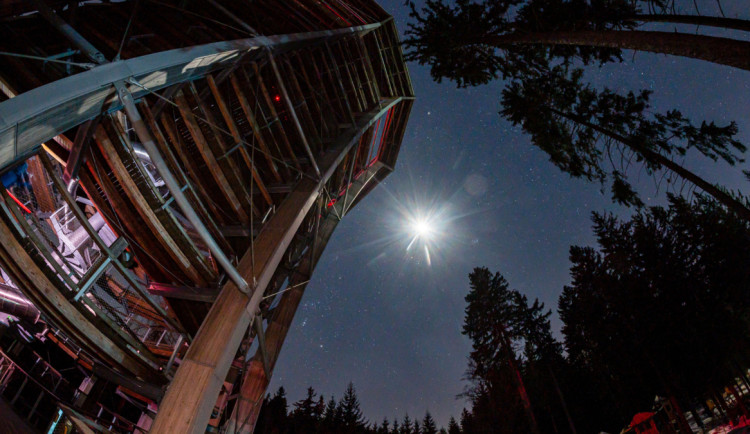 Noční prohlídka na Stezce korunami stromů v Krkonoších slibuje velké dobrodružství