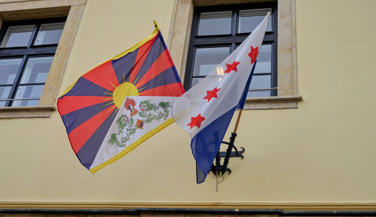 Vlajka pro Tibet v Zábřehu v roce 2022..