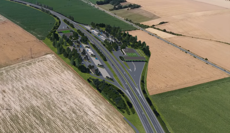 Vizualizace odpočívky na dálnici D55 u Majetína