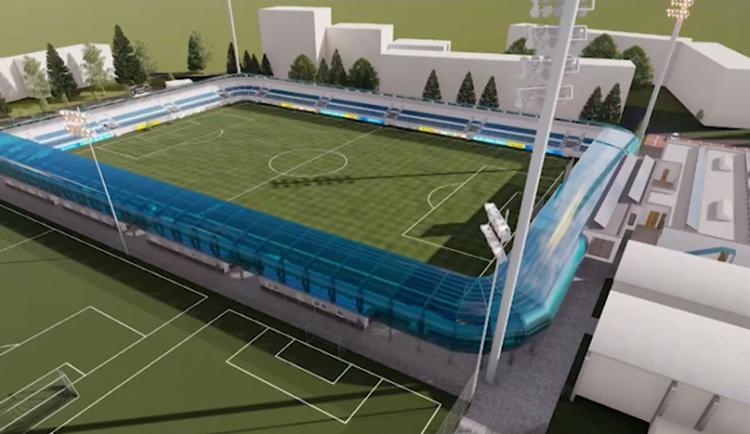 Vizualizace zmodernizovaného stadionu Za Místním nádražím v Prostějově