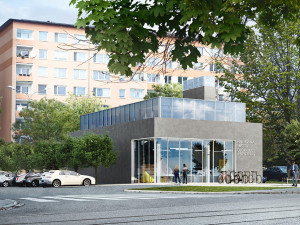 Vizualizace pobočky Knihovny města Olomouce v Trnkově ulici.