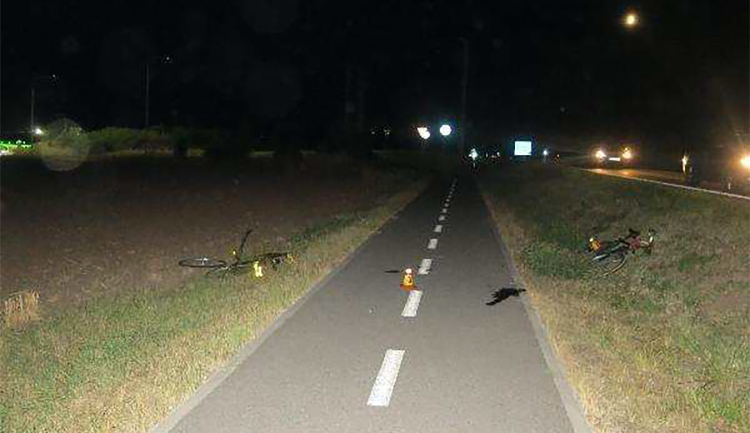 Místo nehody na cyklostezce na okraji Prostějova