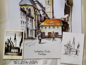 Prostějovský výtvarník vytvořil unikátní kalendář historických uliček a zákoutí. O takové obrázky je velký zájem, říká