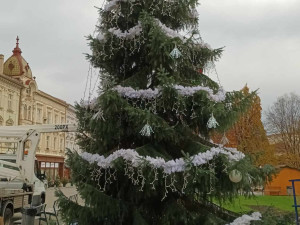 Lidé v Prostějově opět řeší křivý vánoční stromeček na náměstí. Letos je to optický klam