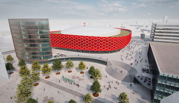 Vizualizace multifunkční haly na Velkomoravské ulici v Olomouci