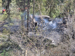 Deset jednotek hasičů zápolilo s lesním požárem na Olomoucku. K ohniskům se museli i slaňovat