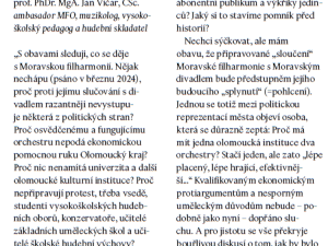 Cenzura v Moravské filharmonii? Z brožury zmizely kritické příspěvky některých ambasadorů