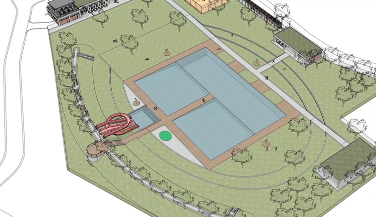 Vizualizace části areálu budoucího biotopu Burk v Hlubočkách u Olomouce