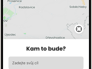 V aplikaci vyznačená oblast, ve které bude možné objednávat jízdy mikrobusem