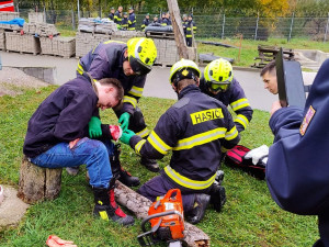 Osm krajských hasičů prošlo kurzem zdravotnické pomoci. Modelové situace je připravili na nehody či úniky chemických látek