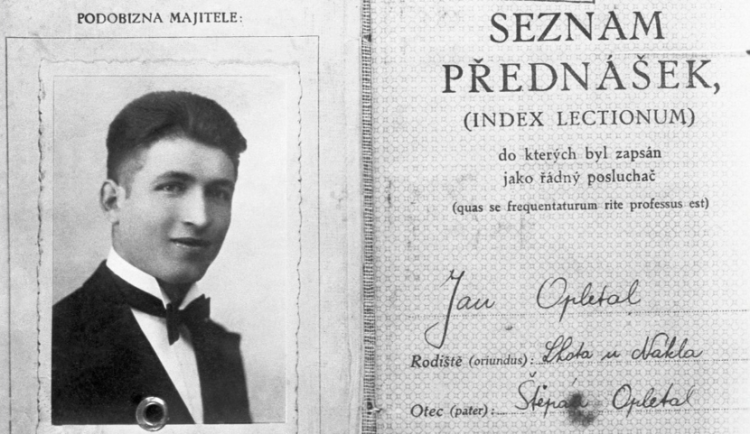 Studentský index Jana Opletala