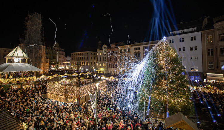 FOTO A VIDEO: Světelná show zahájila olomoucké Vánoce. Na Hané září sekvojovec Floriánek