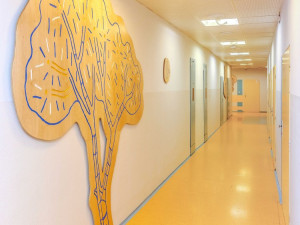 Šumperskou porodnici a urgent zdobí atmosférické prvky. Autorem je výtvarník Josef Zlamal
