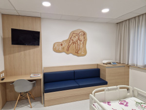 Šumperskou porodnici a urgent zdobí atmosférické prvky. Autorem je výtvarník Josef Zlamal