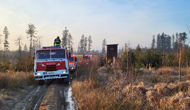 Hasiči ze dvou krajů krotili lesní požár na Šternbersku. Pomáhal i dron s termovizí