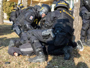 VIDEO, FOTO: Křik a bitky. V Přerově cvičili těžkooděnci zákroky proti sportovním fanouškům