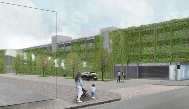 Vizualizace budoucí podoby parkovacího domu v Poupětově ulici