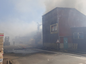 Plameny pohltily halu na pile v Ptení. Škoda překročí deset milionů korun